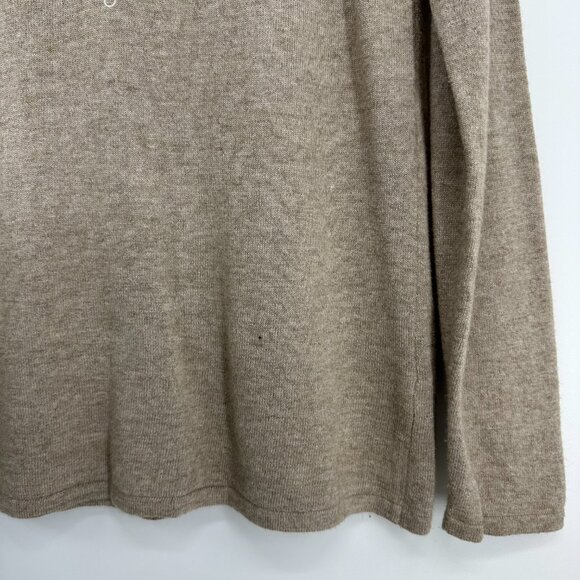 Garnet Hill Floral Embroidered Sweater M Lambswool Cashmere Angora Tan Cream - Picture 5 of 7